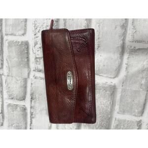 Vintage Fossil Brown Leather Trifold Wallet